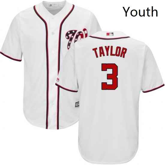 Youth Majestic Washington Nationals 3 Michael Taylor Authentic White Home Cool Base MLB Jersey